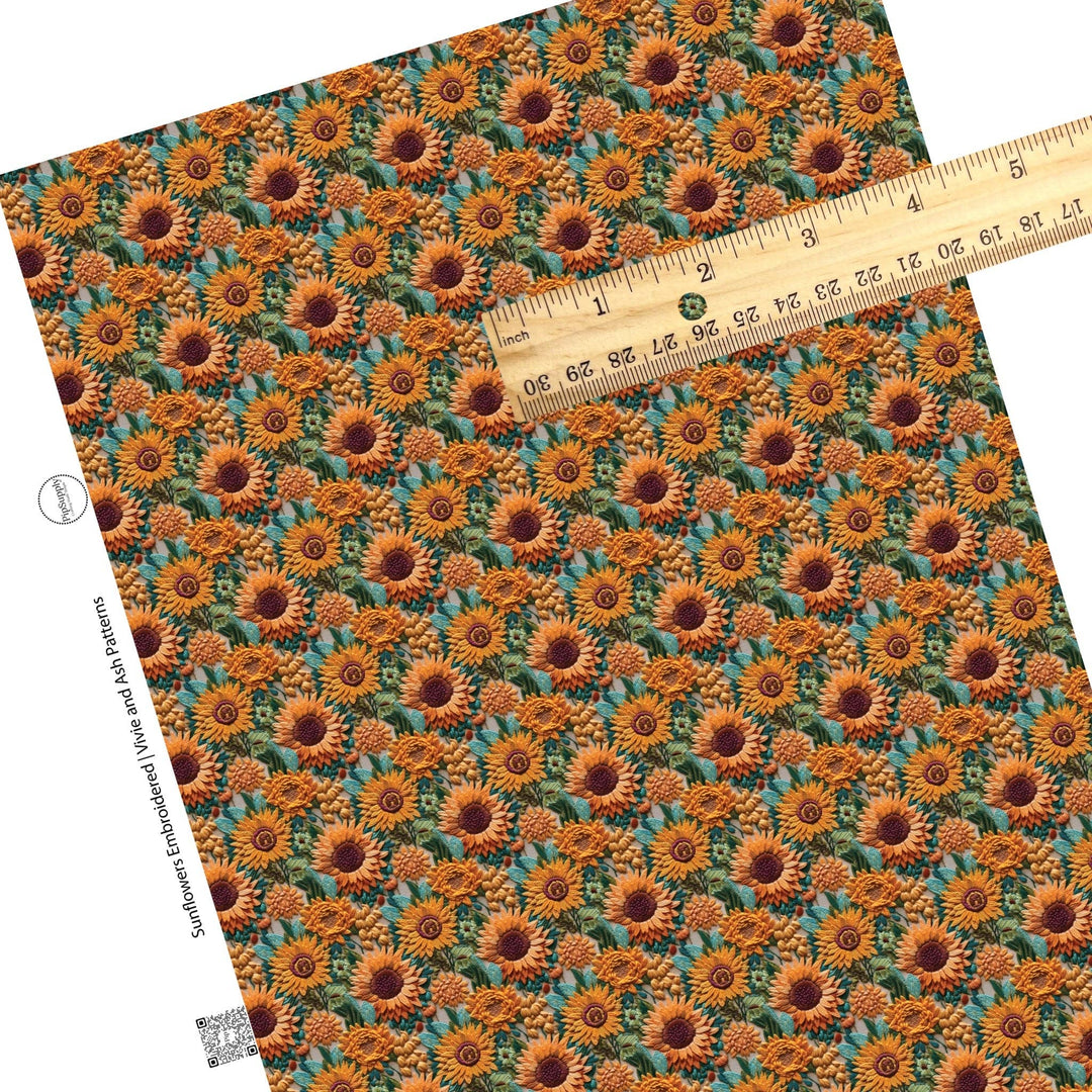Sunflowers Embroidered Faux Leather Sheets