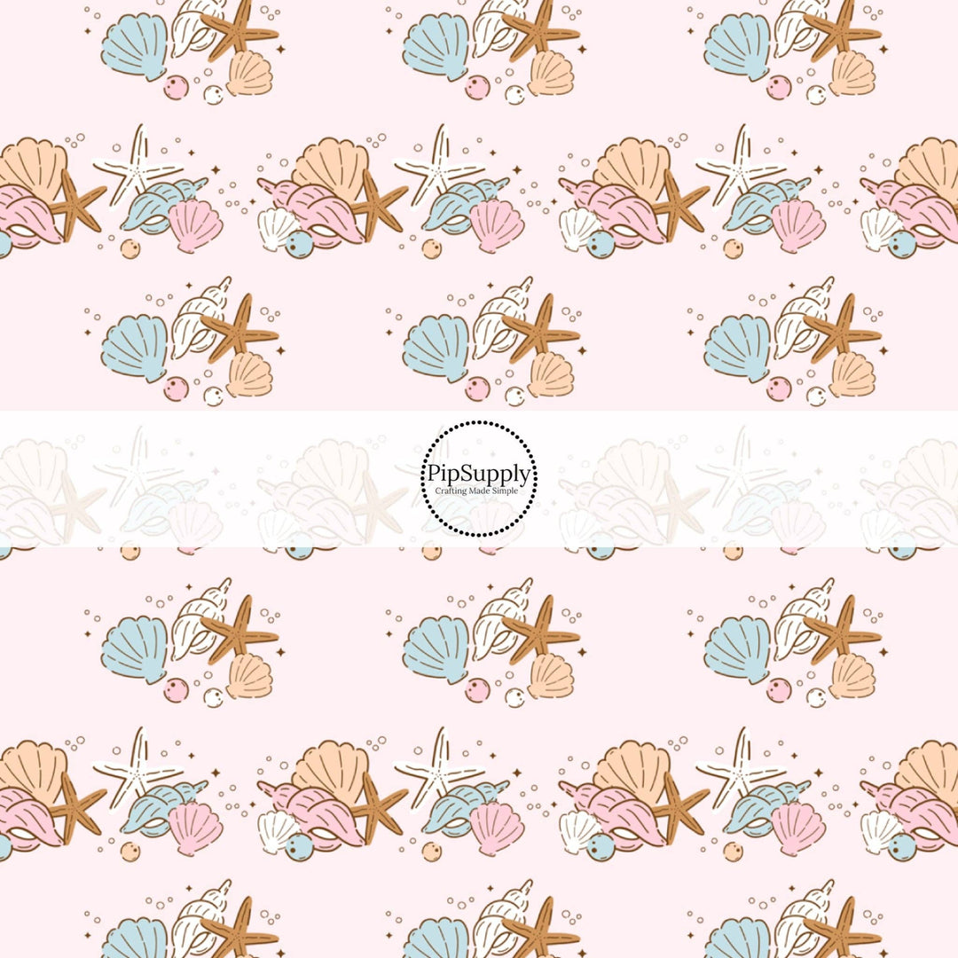 Sandy Beach Shell Hunt Hair Bow Strips
