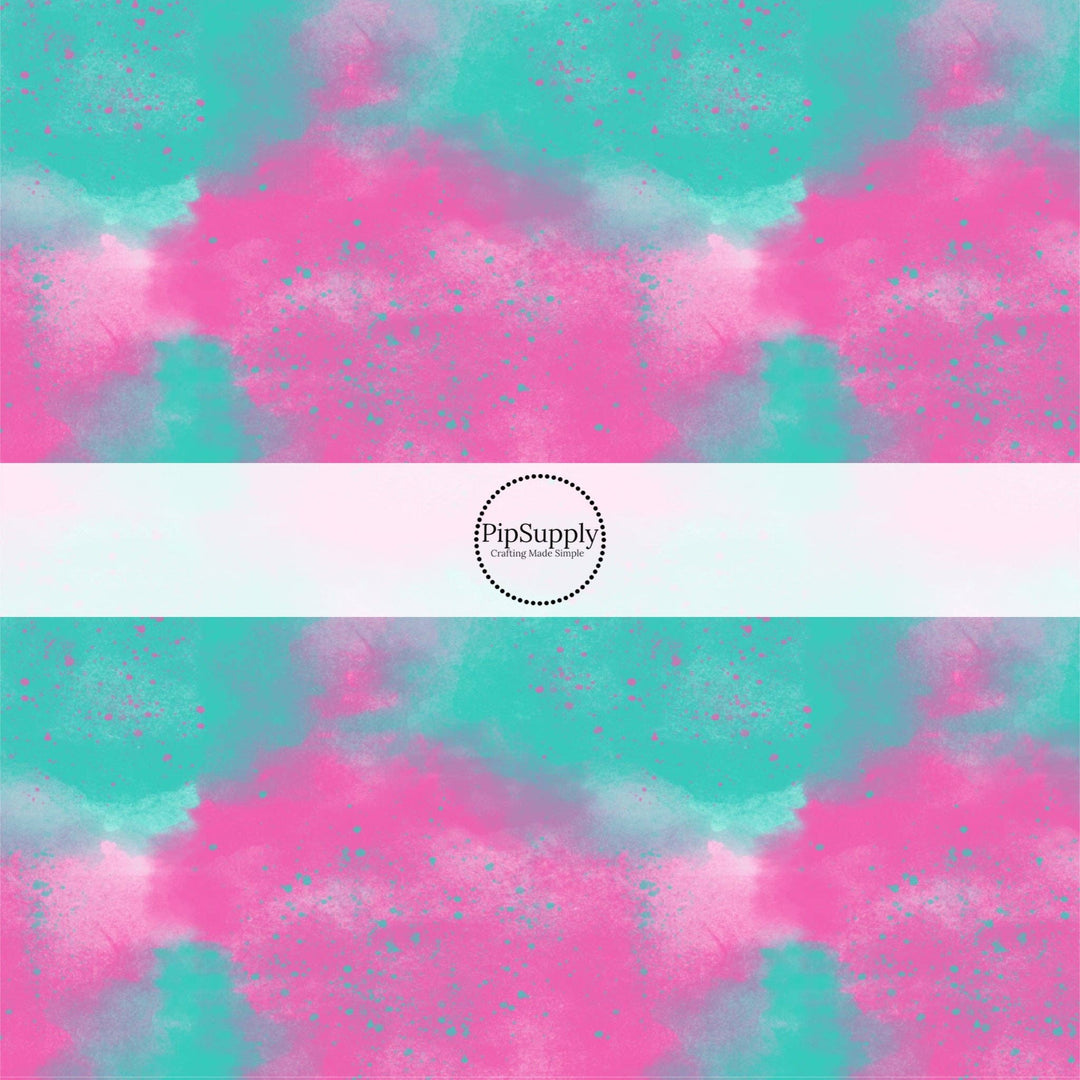 Pink and Teal Tie Dye Hair Bow Strips