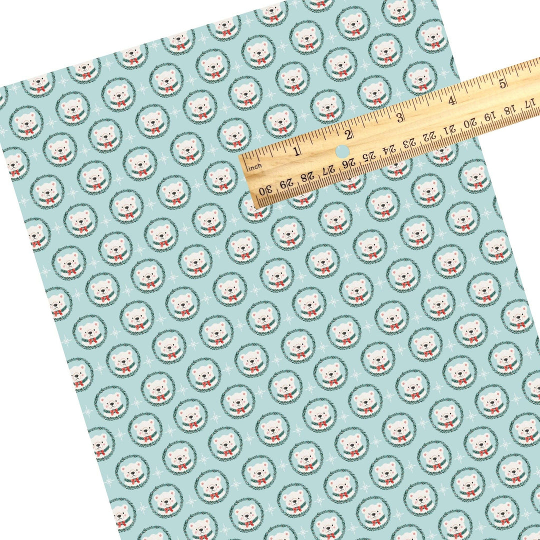 Polar Wreath Blue Faux Leather Sheets