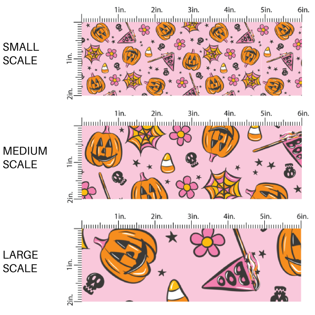 Halloween Party Pink Fabric By The Yard
