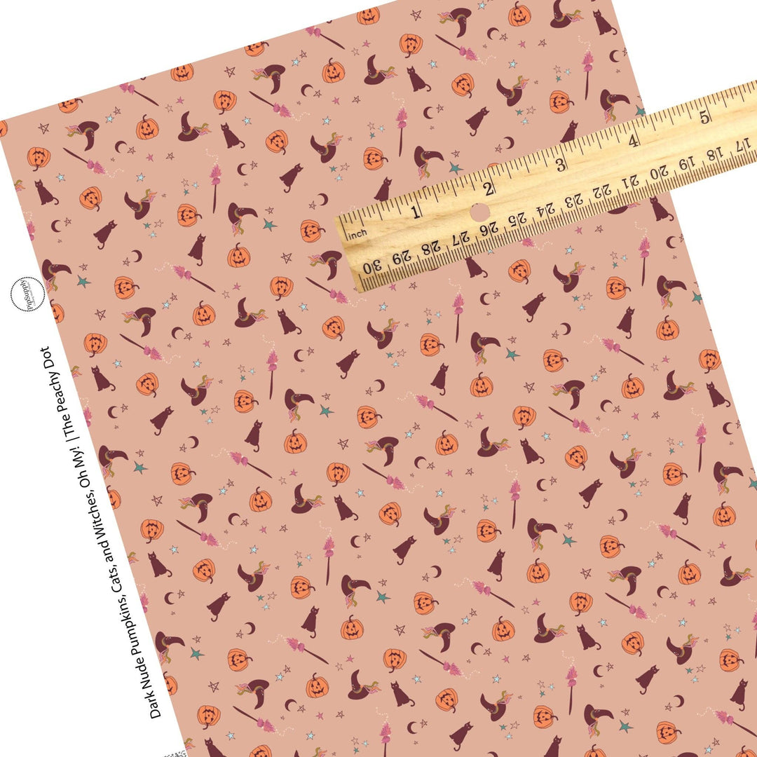 Dark Nude Pumpkins, Cats and Witches, Oh My Faux Leather Sheets