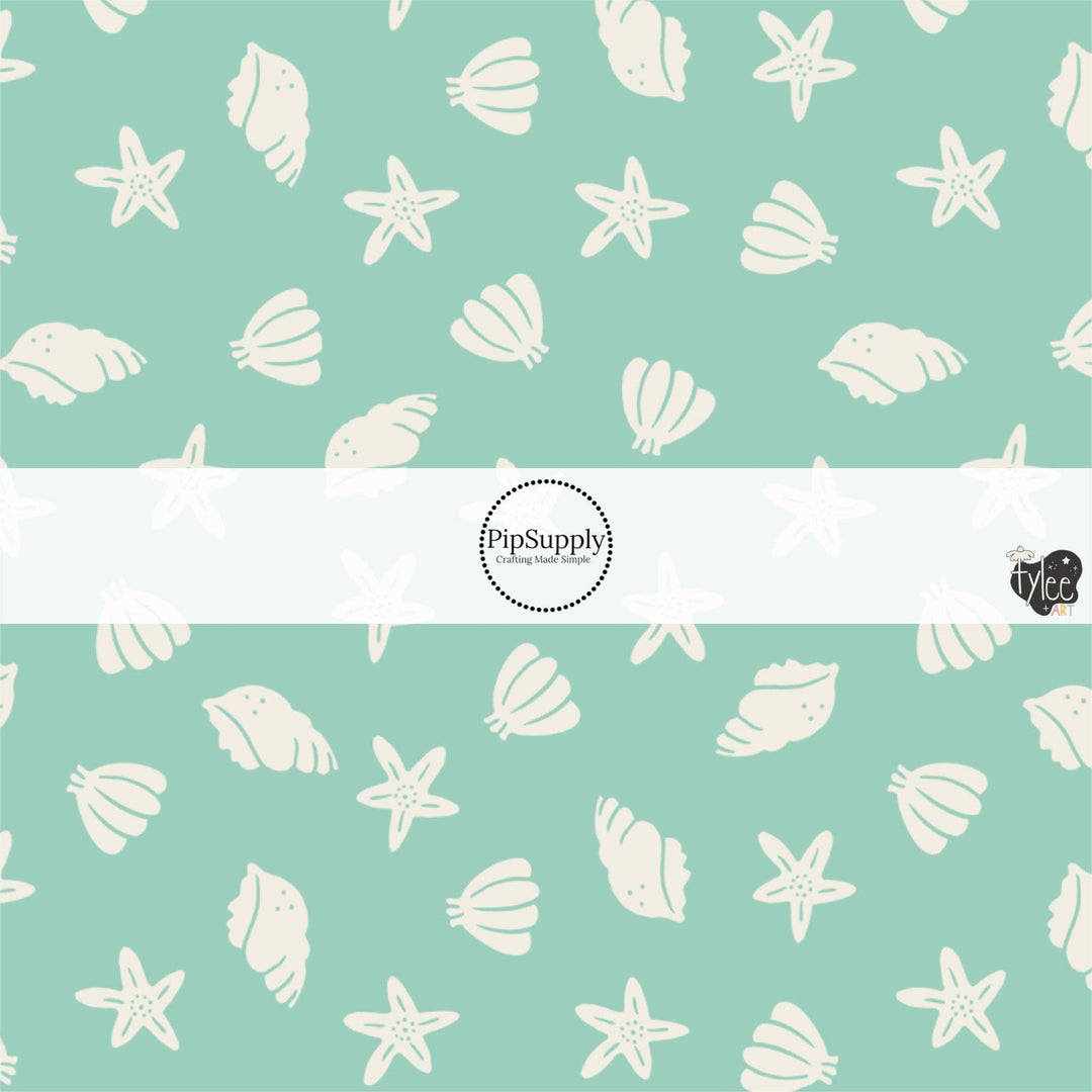 Seafoam Mermaid Shells Hair Bow Strips
