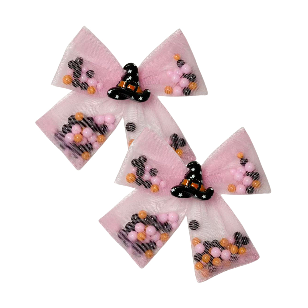 Spooky Shakers Pink Bow w/ Clip (Set of 2)