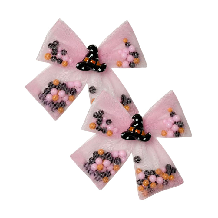 Spooky Shakers Pink Bow w/ Clip (Set of 2)
