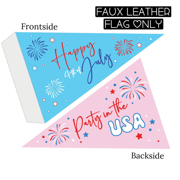 Happy 4th of July Faux Leather DIY Pennant Flags