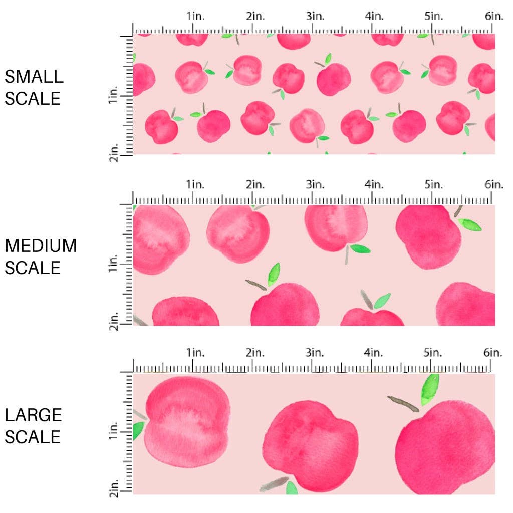 Watercolor Apples Baby Pink Fabric By The Yard