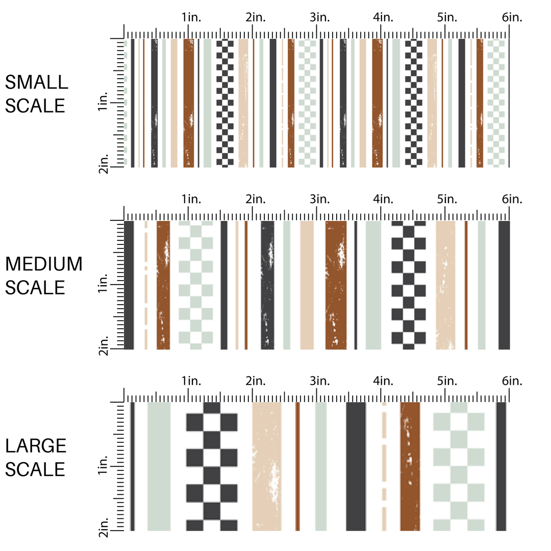 Multi Checkered Sand Stripes Fabric By The Yard