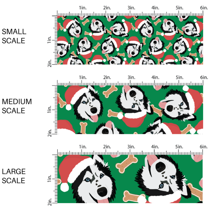 Christmas Huskies Fabric By The Yard