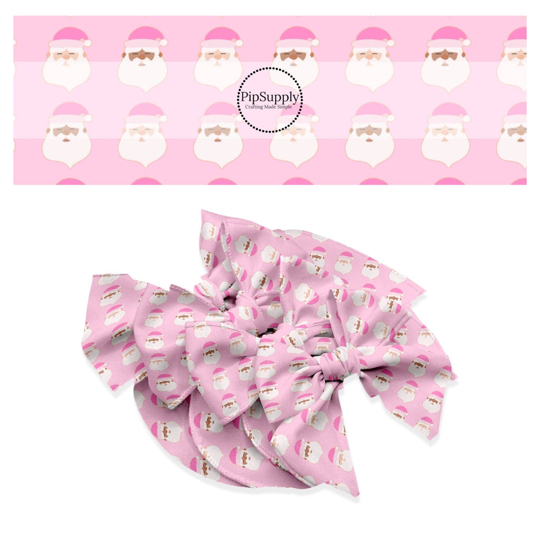 Bubble Pink Santas Hair Bow Strips