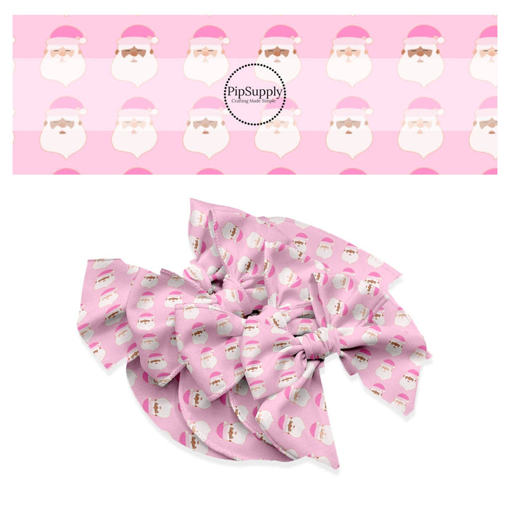 Bubble Pink Santas Hair Bow Strips