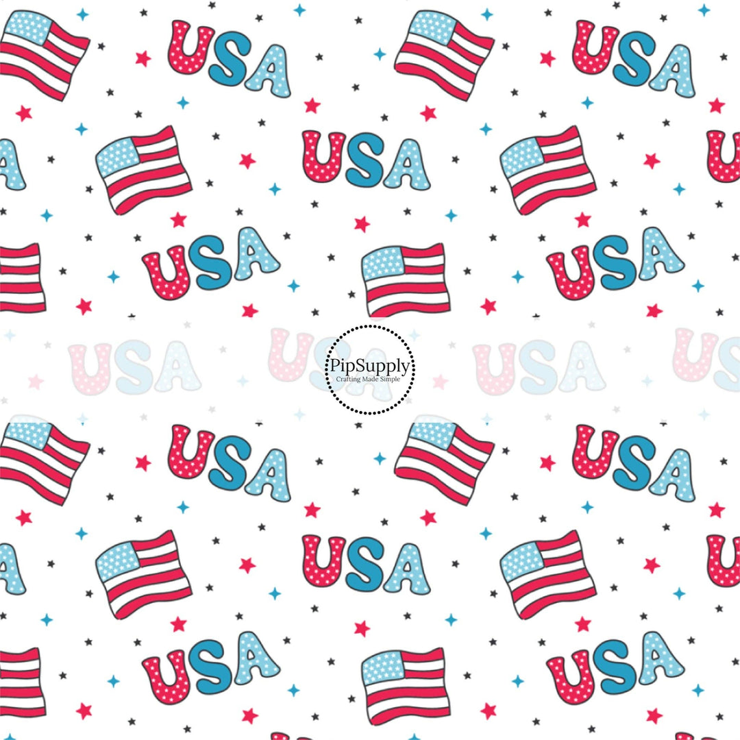 USA and Flags Hair Bow Strips