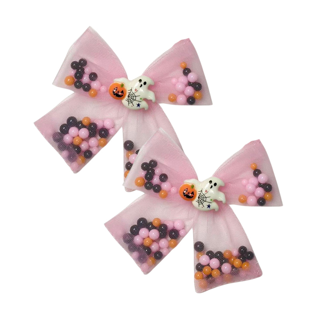 Spooky Shakers Pink Bow w/ Clip (Set of 2)