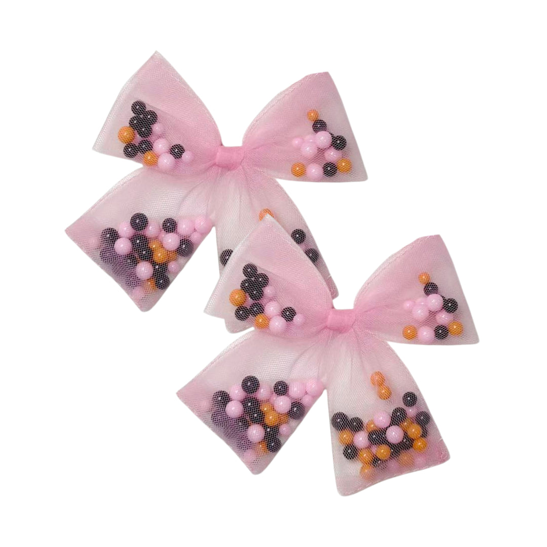 Spooky Shakers Pink Bow w/ Clip (Set of 2)