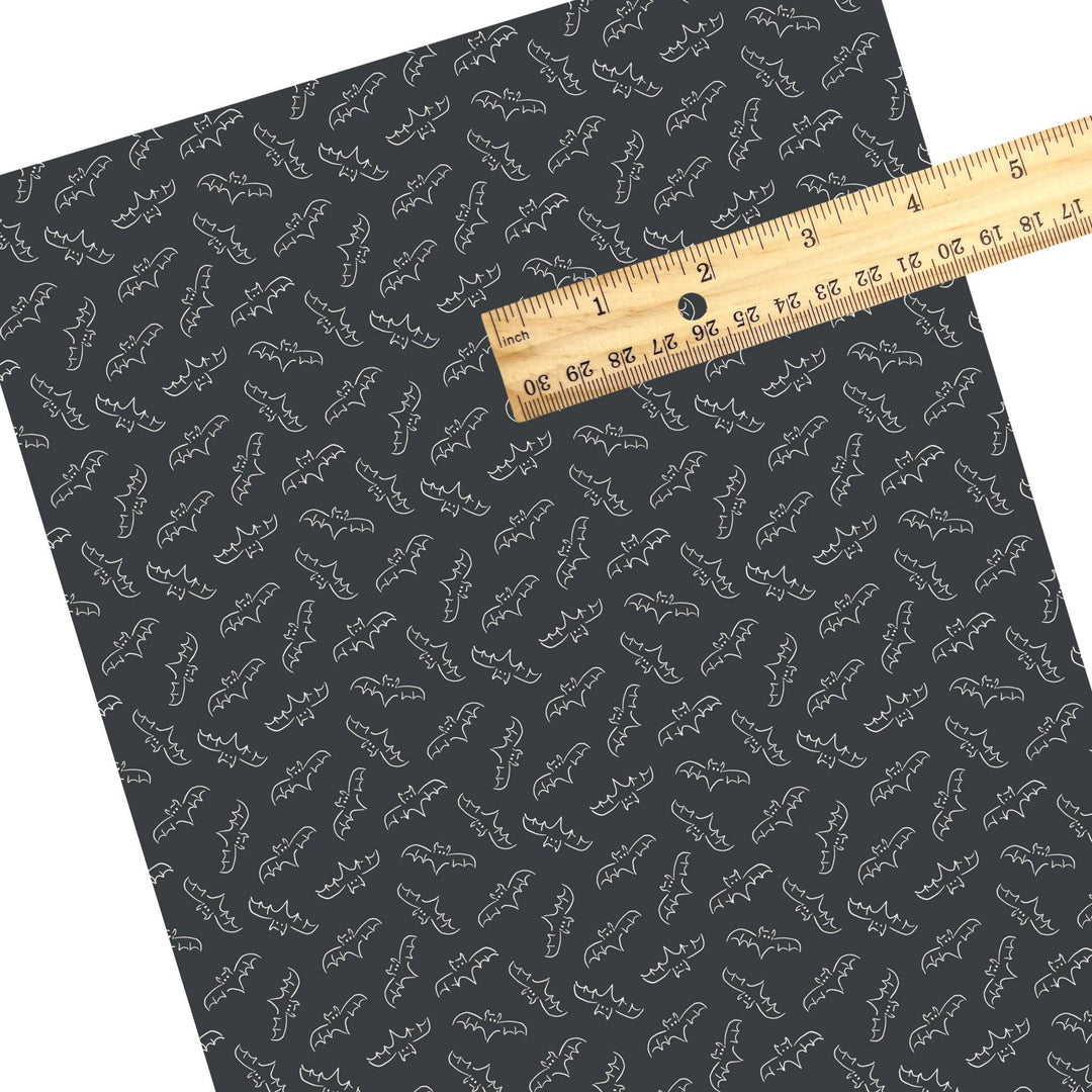 Outline Bats on Charcoal Faux Leather Sheets