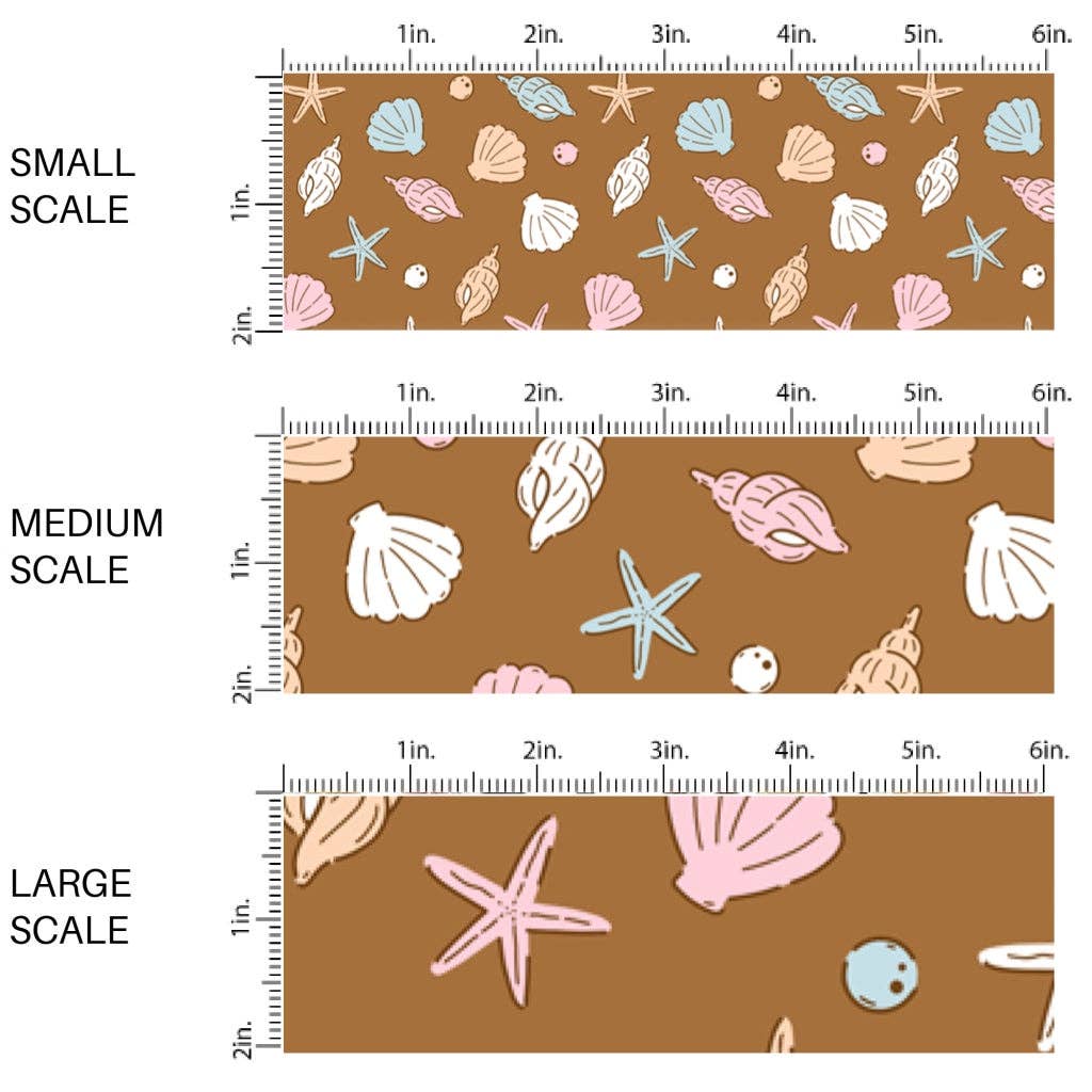 Scattered Sandy Beach Shells Fabric By The Yard