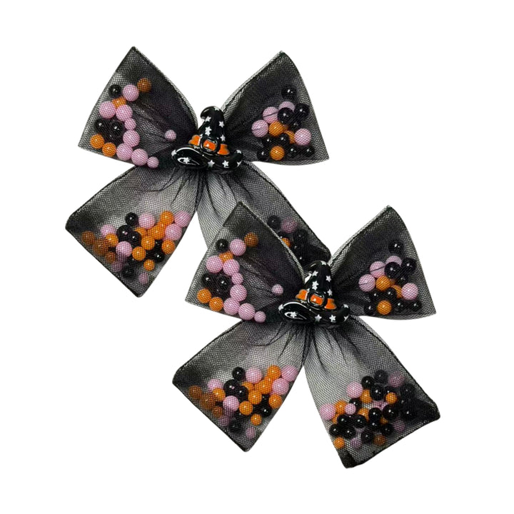 Spooky Shakers Black Bow w/ Clip (Set of 2)
