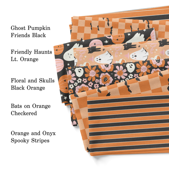 Bats on Orange Checkered Fabric By The Yard