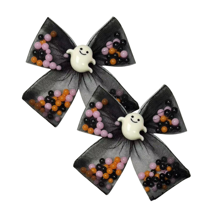Spooky Shakers Black Bow w/ Clip (Set of 2)