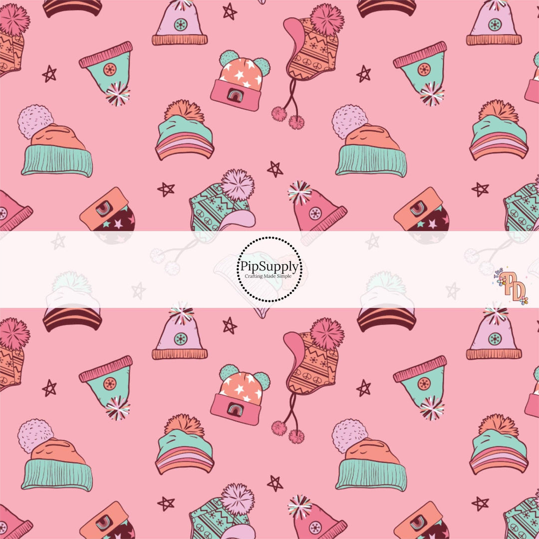 Keeping Cozy Pink Hair Bow Strips