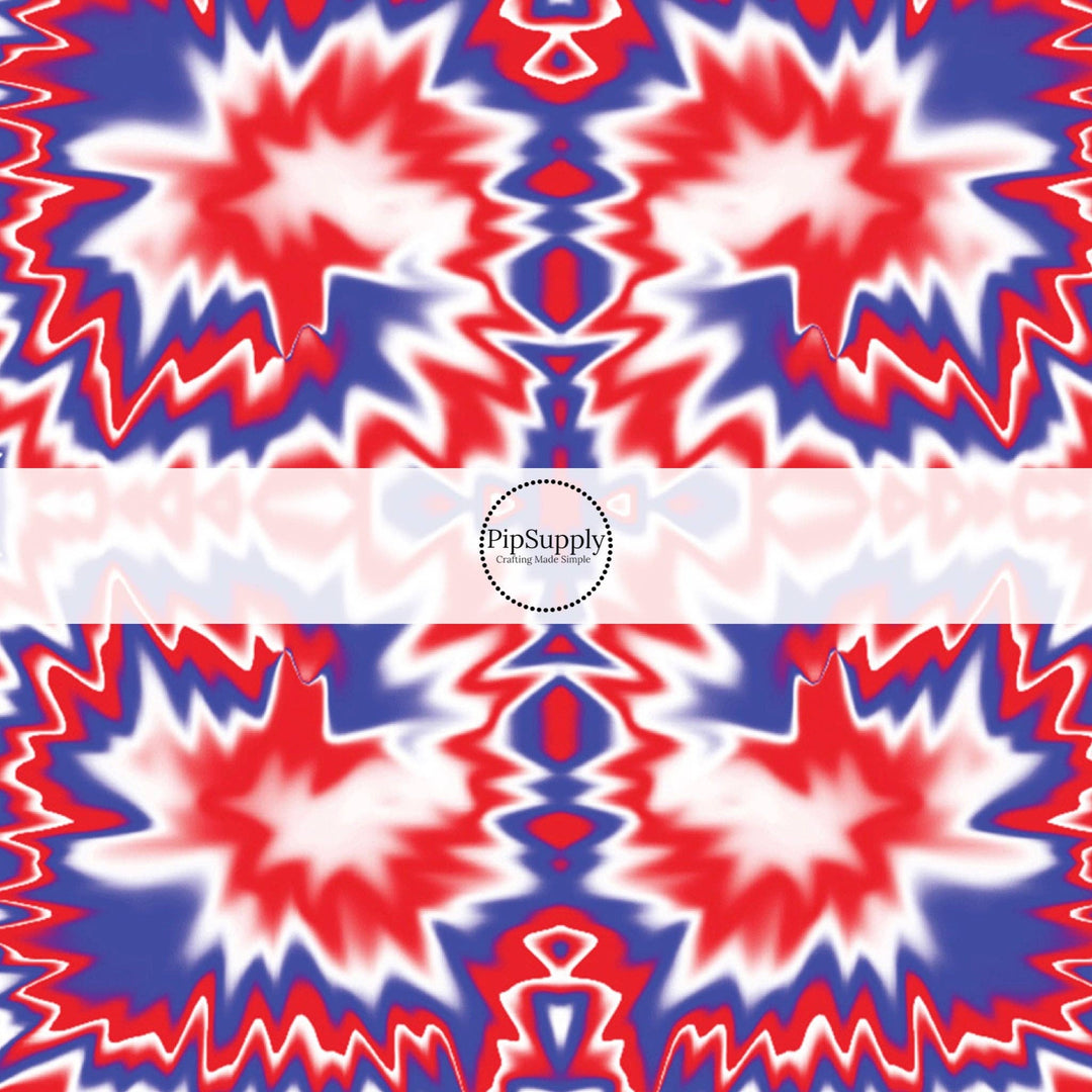 Patriotic Tie Dye Swirls Hair Bow Strips