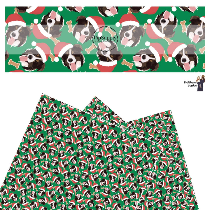 Christmas Australian Shepard Faux Leather Sheets
