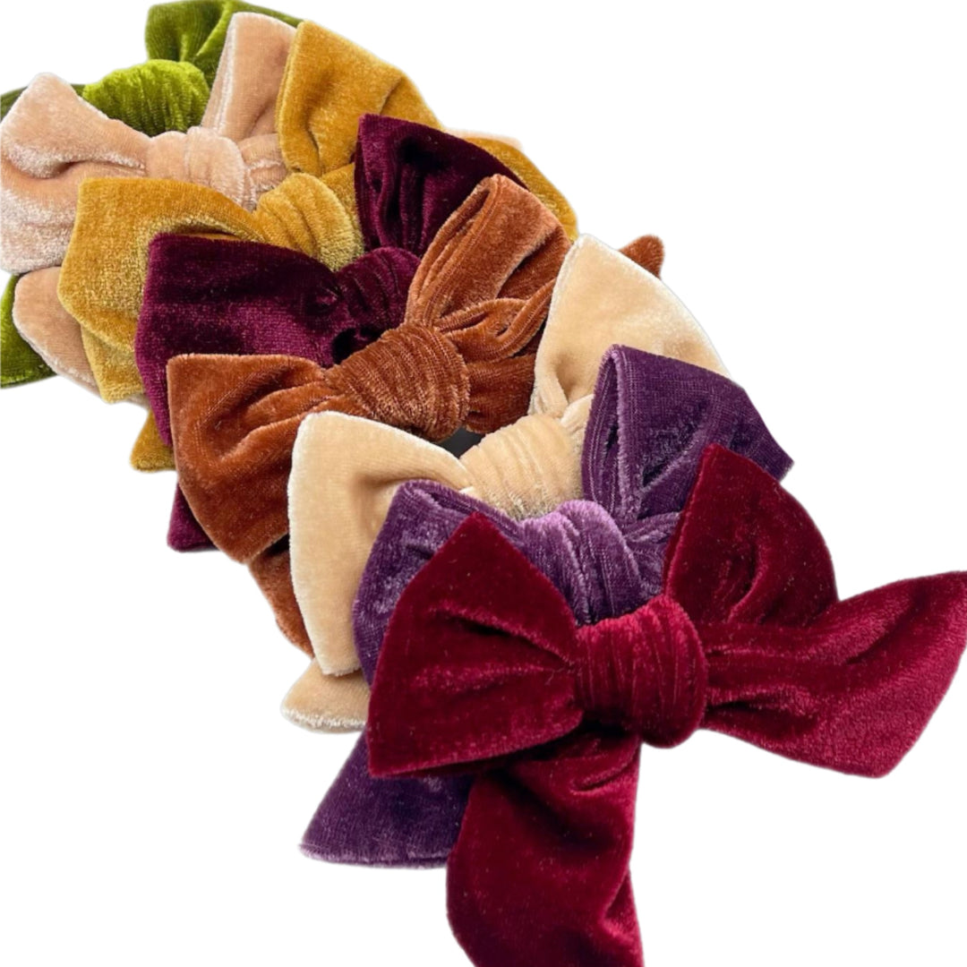 Smooth Fall Solid Velvet Hair Bows Headbands Tied Scrunchies