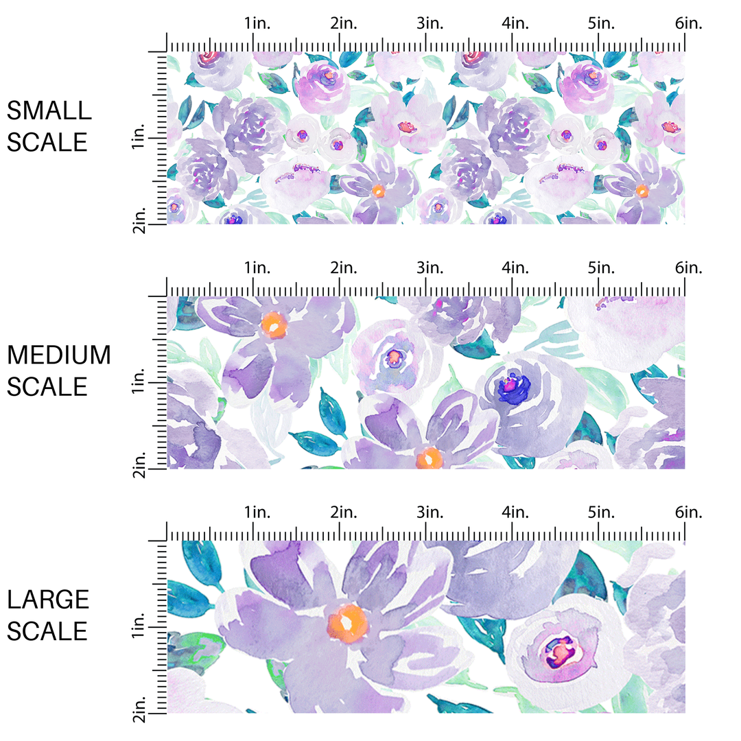 Purple Multi Floral Fabric By The Yard