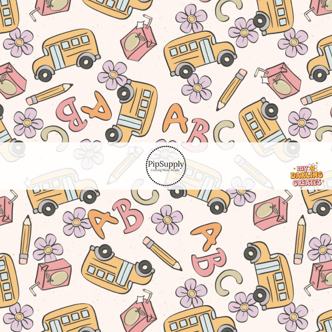 Vintage School Bus Hair Bow Strips