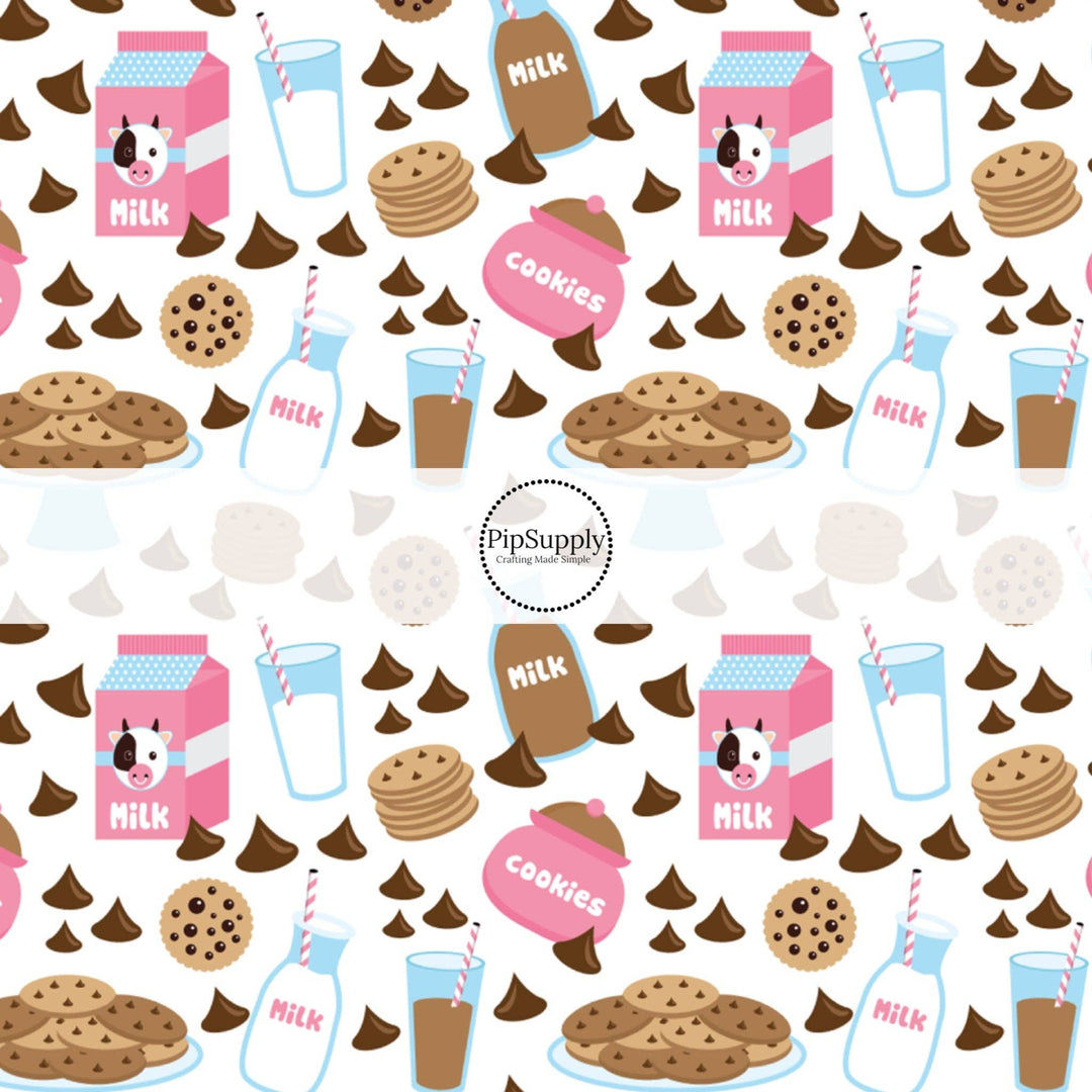 Milk and Cookies Hair Bow Strips