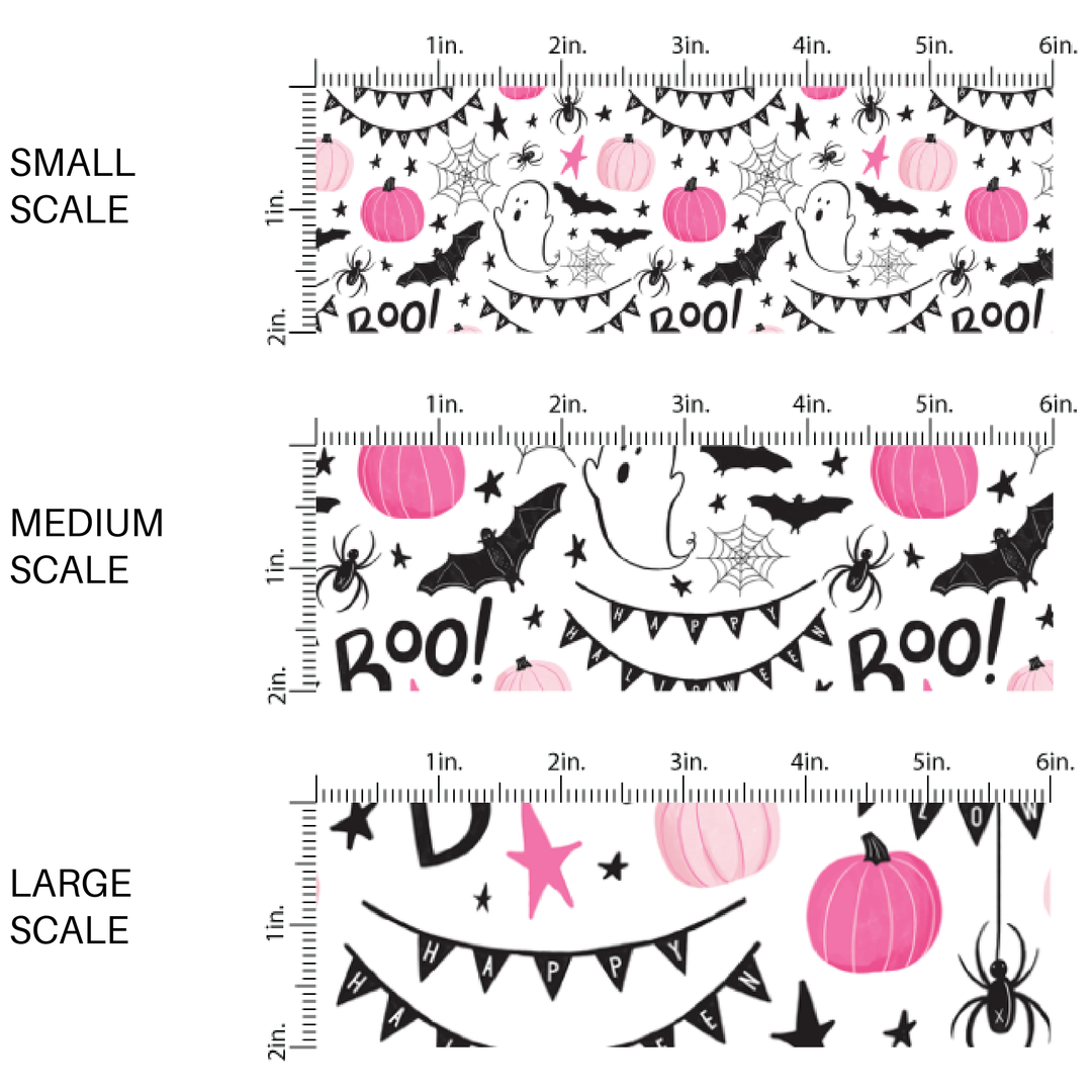 Pink Black Boo Celebration Fabric By The Yard