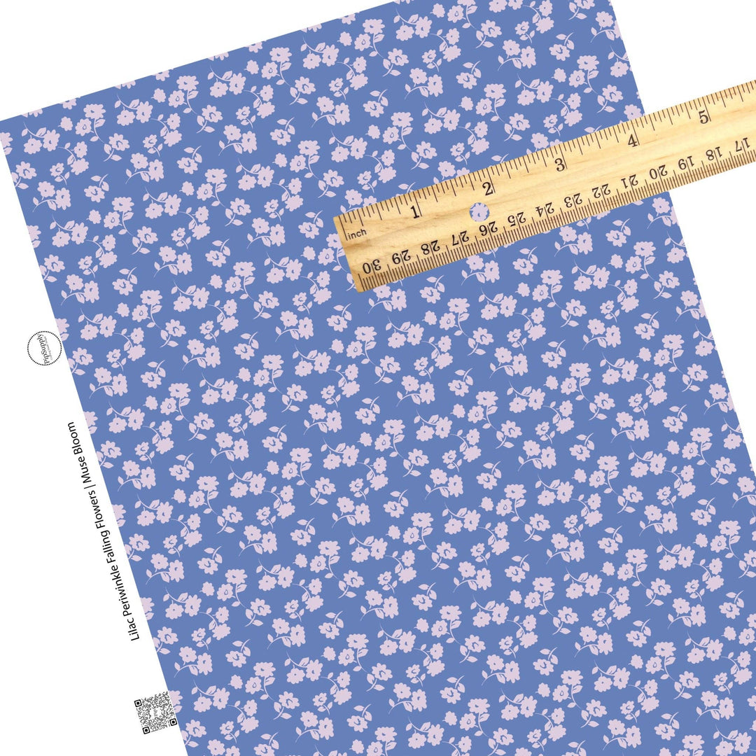 Lilac Periwinkle Falling Flowers Faux Leather Sheets