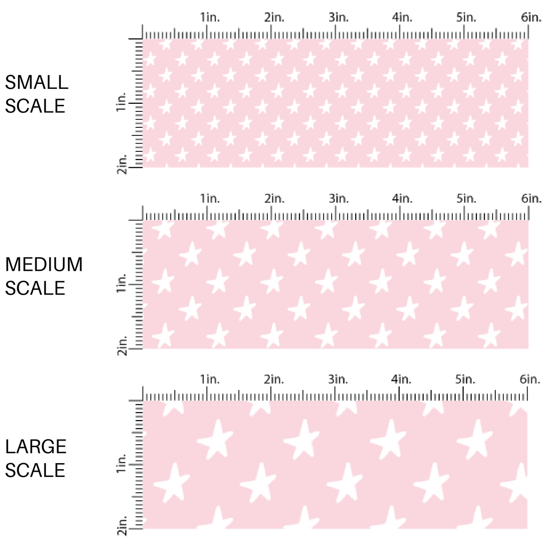 White Stars on Pink Fabric By The Yard