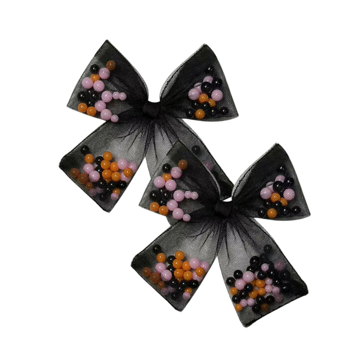 Spooky Shakers Black Bow w/ Clip (Set of 2)
