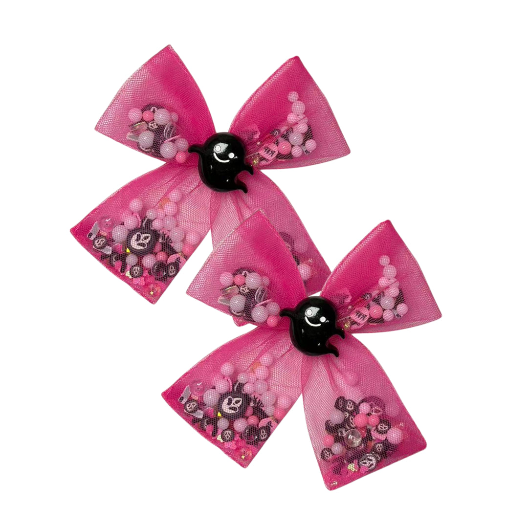 Spooky Shakers Hot Pink Bow w/ Clip