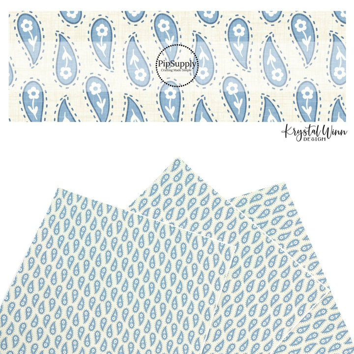 Blue Daisy Paisley Faux Leather Sheets