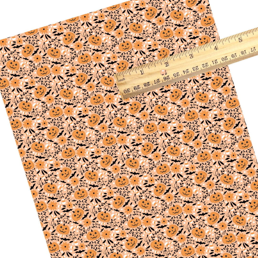 Pumpkin Vine Swirl Faux Leather Sheets