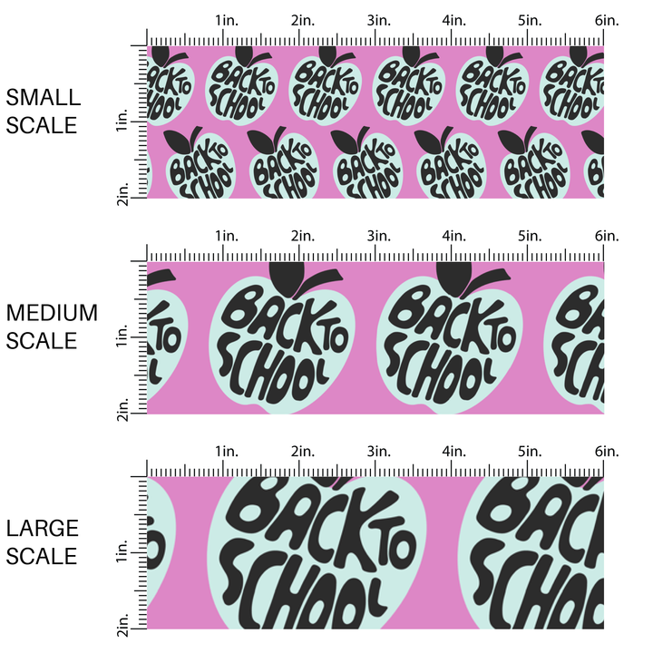 Back to School Apples on Pink Fabric By The Yard