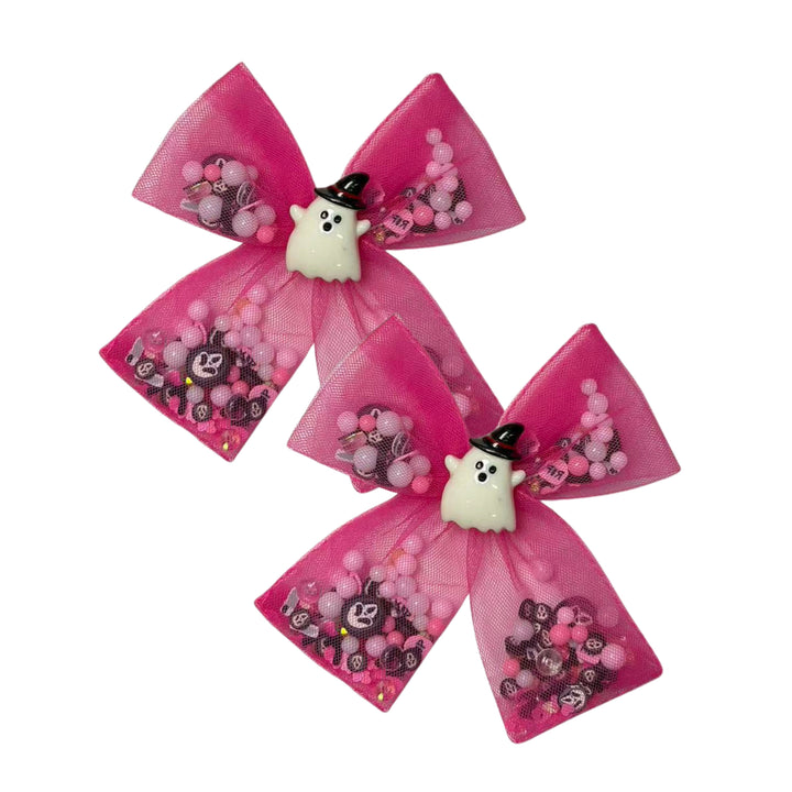Spooky Shakers Hot Pink Bow w/ Clip
