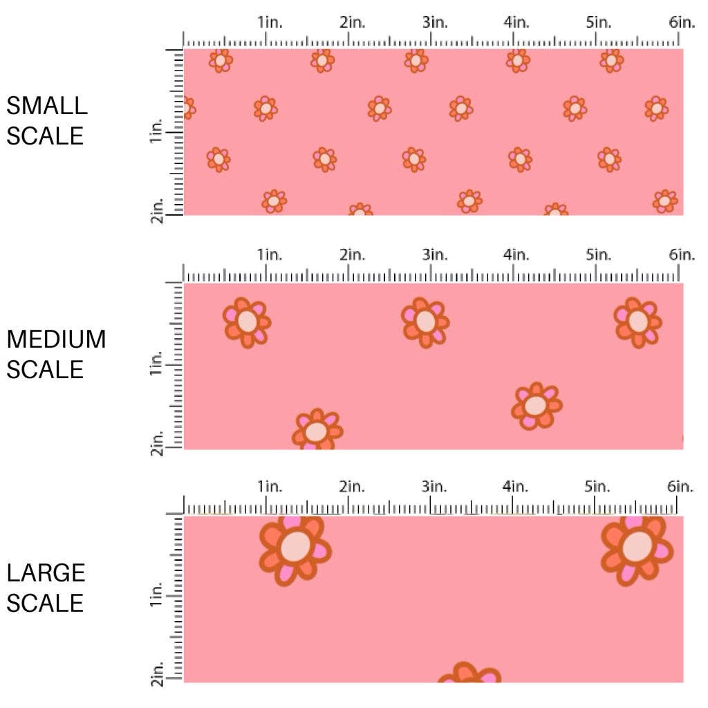 Multi Pink Orange Daisy Fabric By The Yard