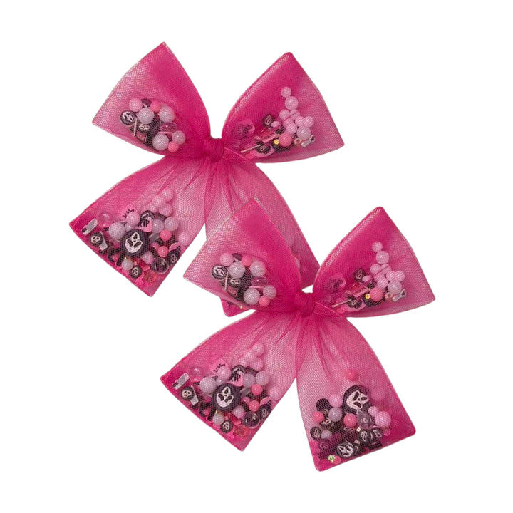 Spooky Shakers Hot Pink Bow w/ Clip