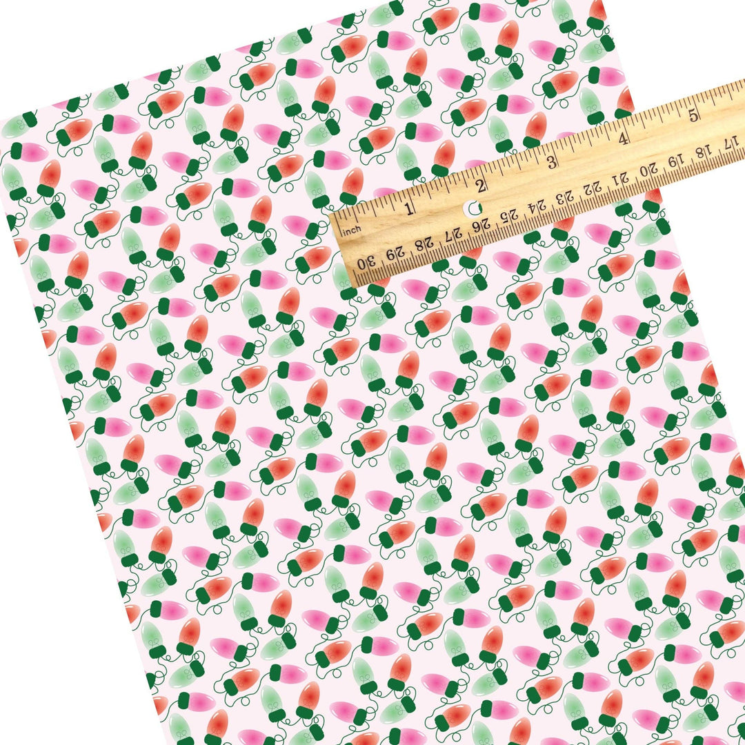 Pink Christmas Lights Faux Leather Sheets