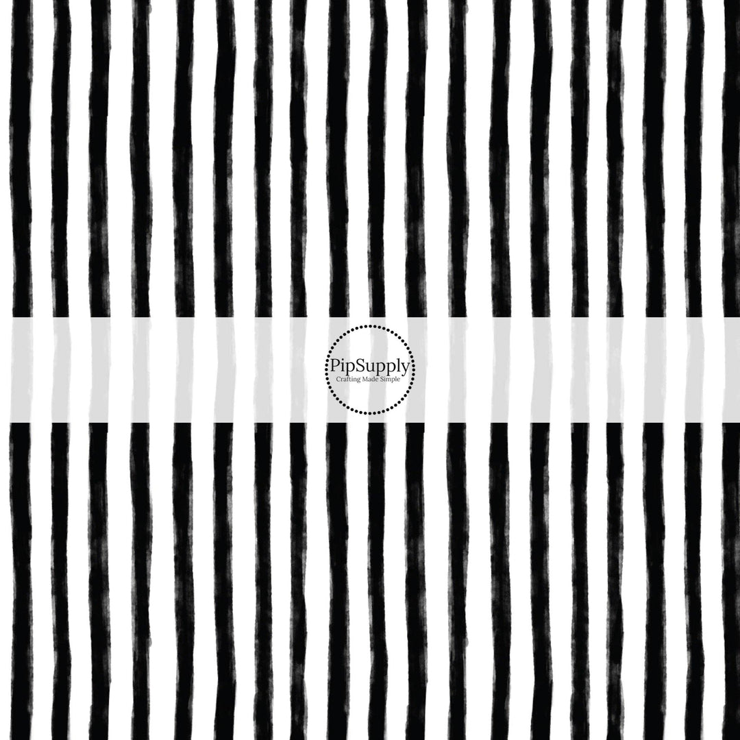Black and White Spooky Stripes Fabric By The Yard
