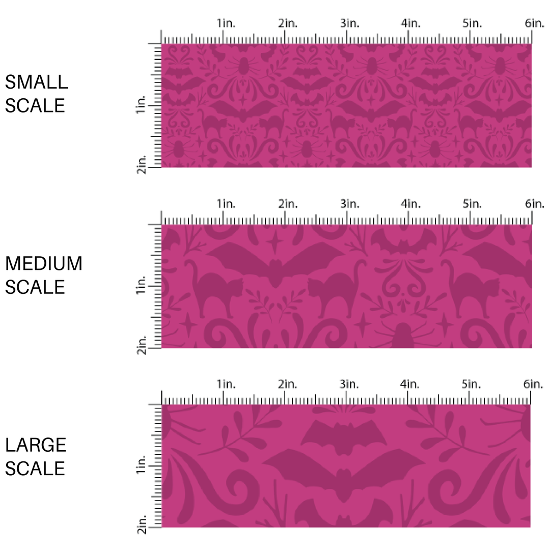 Magenta Halloween Shadows Fabric By The Yard