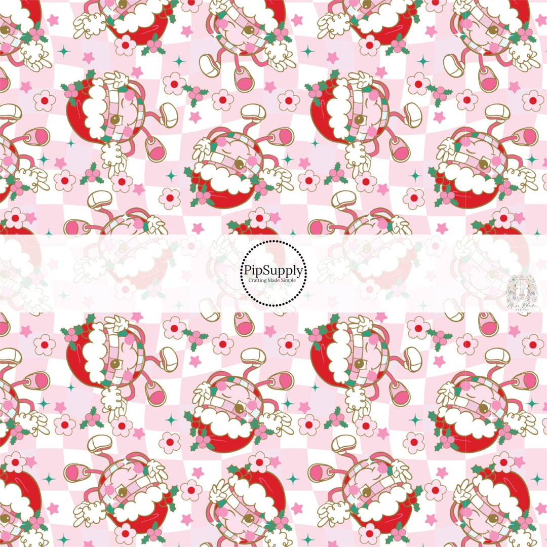 Pink Holiday Disco Hair Bow Strips