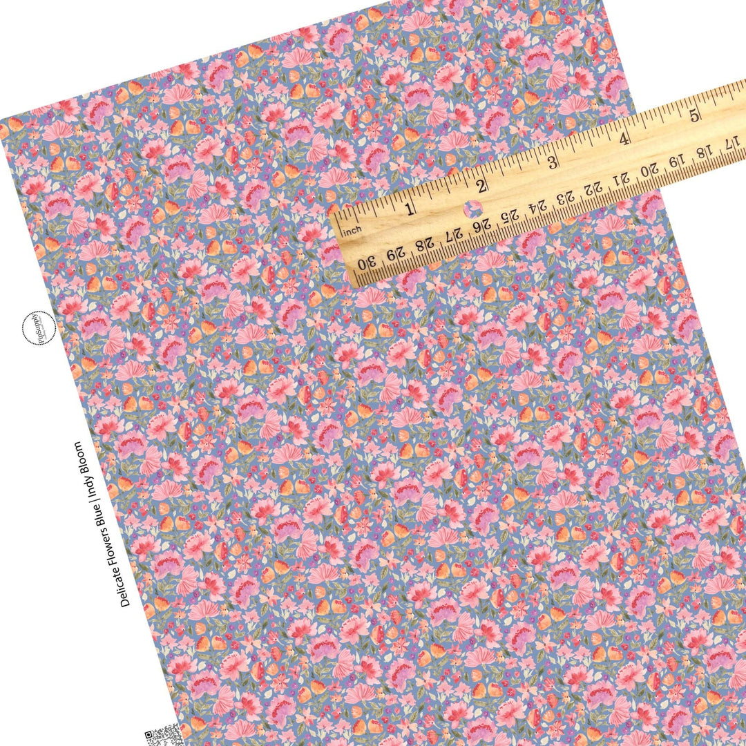 Delicate Flowers Blue Faux Leather Sheets
