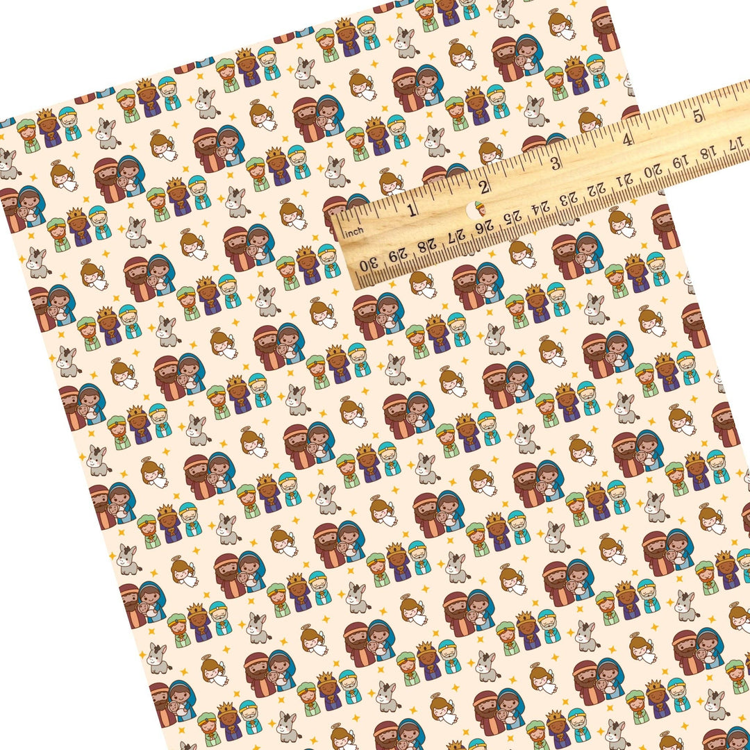 Cartoon Nativity Faux Leather Sheets
