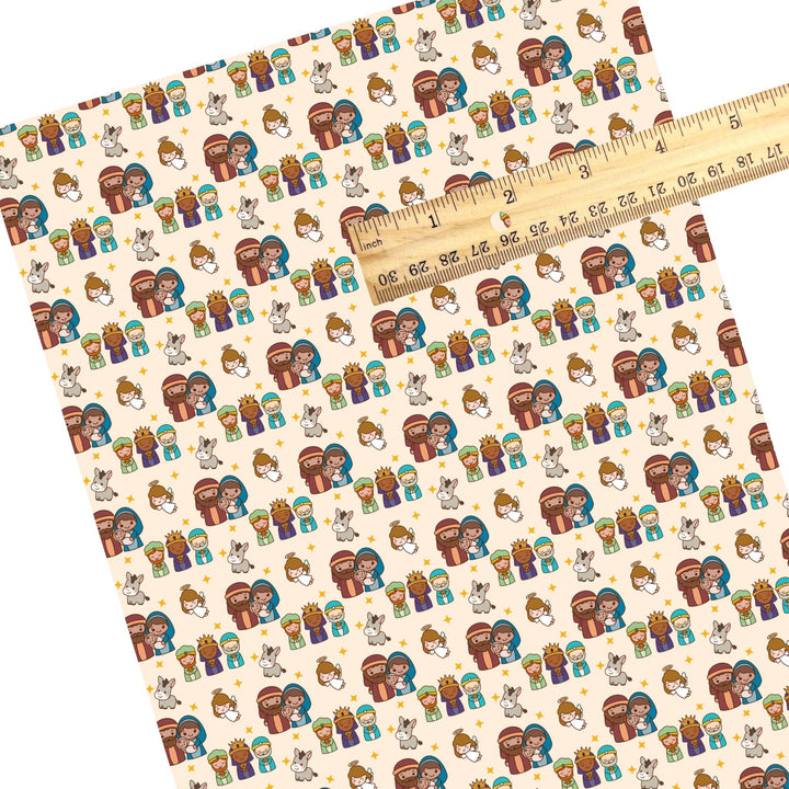 Cartoon Nativity Faux Leather Sheets