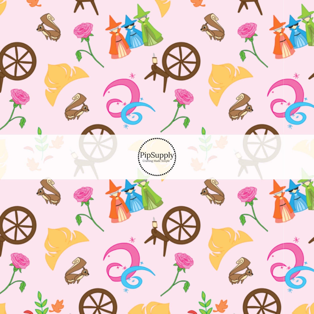 Spinning Wheel Princess Hair Bow Strips