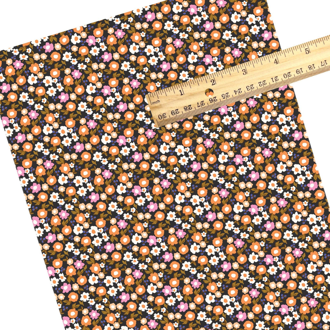 Midnight Retro Floral Faux Leather Sheets
